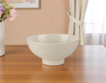 12" Cream Ceramic Round Pedestal Centerpiece Bowl