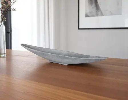 32" Gray Cast Aluminum Oval Centerpiece Bowl