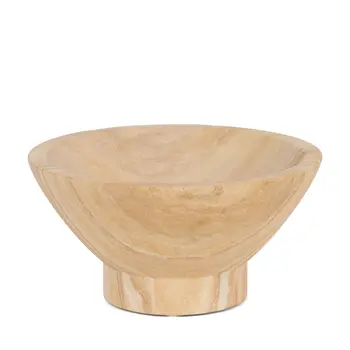8" Beige Sandstone Round Pedestal Centerpiece Bowl