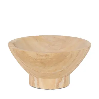 8" Beige Sandstone Round Pedestal Centerpiece Bowl