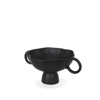 11" Black Metal Round Pedestal Centerpiece Bowl