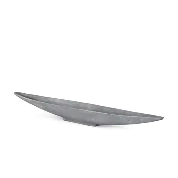 39" Gray Cast Aluminum Oval Long Boat Centerpiece Bowl