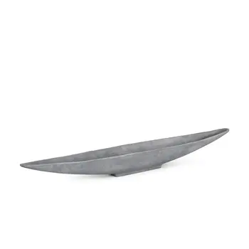 39" Gray Cast Aluminum Oval Long Boat Centerpiece Bowl