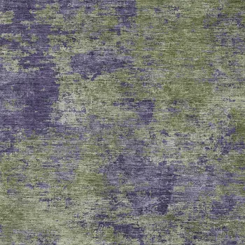 5' X 8' Olive Green And Dark Purple Abstract Washable Indoor Outdoor Area Rug