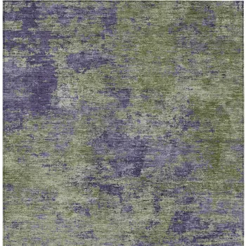 8' X 10' Olive Green And Dark Purple Abstract Washable Indoor Outdoor Area Rug
