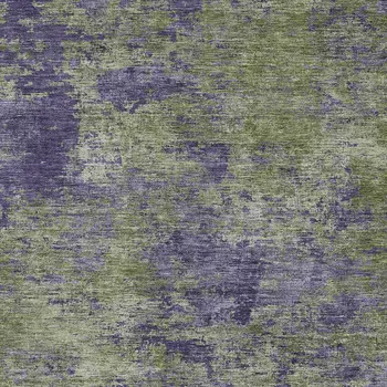 8' X 10' Olive Green And Dark Purple Abstract Washable Indoor Outdoor Area Rug