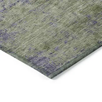 10' X 14' Olive Green And Dark Purple Abstract Washable Indoor Outdoor Area Rug