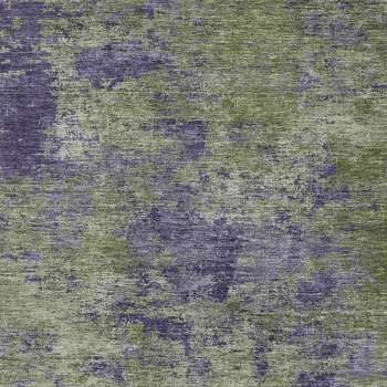 10' X 14' Olive Green And Dark Purple Abstract Washable Indoor Outdoor Area Rug