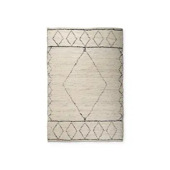 5' X 8' Ivory and Gray Diamond Hand Woven Area Rug