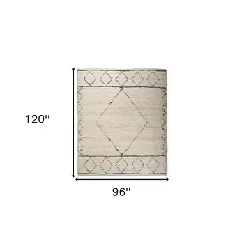 8' X 10' Ivory And Gray Geometric Hand Woven Area Rug
