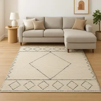 8' X 10' Ivory And Gray Geometric Hand Woven Area Rug