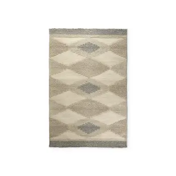 5' X 8' Beige Brown Gray And Ivory Wool Geometric Hand Woven Area Rug