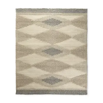 8' X 10' Beige Brown Gray And Ivory Wool Geometric Hand Woven Area Rug