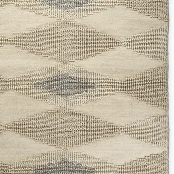 8' X 10' Beige Brown Gray And Ivory Wool Geometric Hand Woven Area Rug