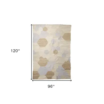 8' X 10' Ivory Brown And Gray Patchwork Hand Woven Area Rug