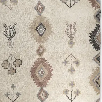 5' X 8' Beige And Brown Tribal Hand Woven Area Rug With Fringe