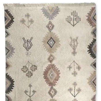 5' X 8' Beige And Brown Tribal Hand Woven Area Rug With Fringe