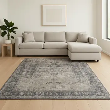8' X 10' Gray And Beige Moroccan Hand Woven Area Rug