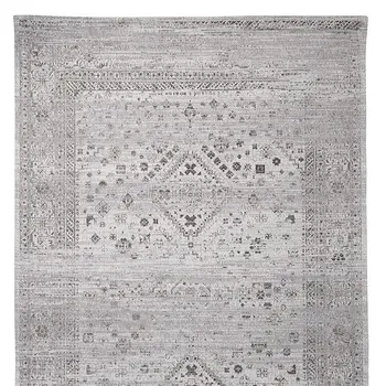 5' X 8' Black And Gray Medallion Hand Woven Distressed Area Rug