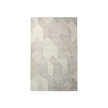 8' X 10' Beige Gray And Ivory Wool Geometric Hand Woven Area Rug