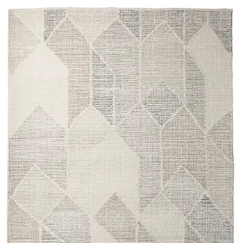 8' X 10' Beige Gray And Ivory Wool Geometric Hand Woven Area Rug