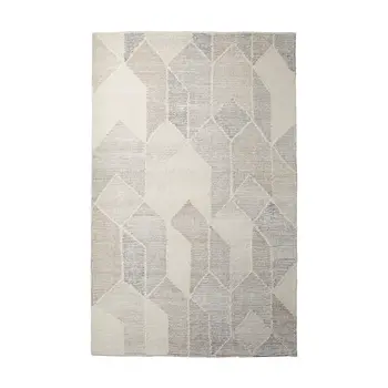 9' X 12' Beige Gray And Ivory Wool Geometric Hand Woven Area Rug
