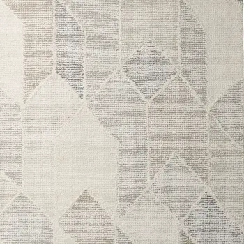9' X 12' Beige Gray And Ivory Wool Geometric Hand Woven Area Rug
