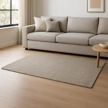 8' X 10' Taupe Berber Hand Woven Area Rug