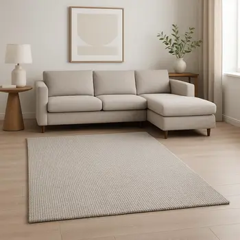 8' X 10' Beige Berber Hand Woven Area Rug