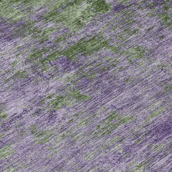 8' Purple And Green Round Abstract Washable Indoor Outdoor Area Rug