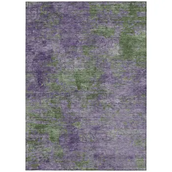 8' X 10' Purple And Green Abstract Washable Indoor Outdoor Area Rug