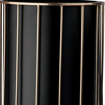Set of Two Black Metal 20 Ounce Round Pot Planters