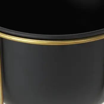 Set of Two Black Metal 20 Ounce Round Pot Planters