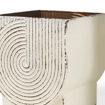 Set of Two White Metal 20 Ounce Rectangular Pot Planters
