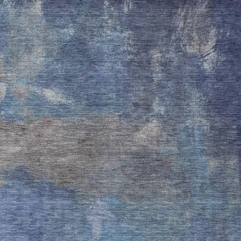 3' X 5' Blue And Denim Blue Abstract Washable Indoor Outdoor Area Rug
