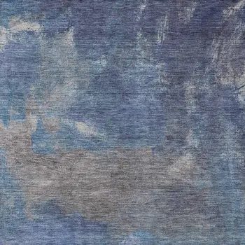 10' X 14' Blue And Denim Blue Abstract Washable Indoor Outdoor Area Rug