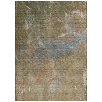 3' X 5' Copper And Rust Abstract Washable Indoor Outdoor Area Rug