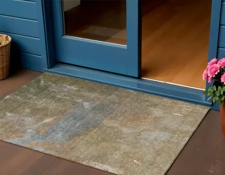 3' X 5' Copper And Rust Abstract Washable Indoor Outdoor Area Rug