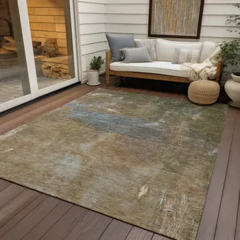 3' X 5' Copper And Rust Abstract Washable Indoor Outdoor Area Rug