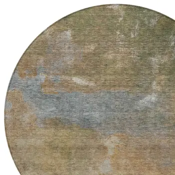 8' Copper And Rust Round Abstract Washable Indoor Outdoor Area Rug