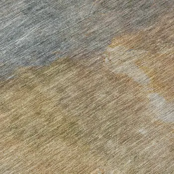 8' Copper And Rust Round Abstract Washable Indoor Outdoor Area Rug