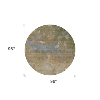 8' Copper And Rust Round Abstract Washable Indoor Outdoor Area Rug