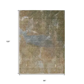8' X 10' Copper And Rust Abstract Washable Indoor Outdoor Area Rug