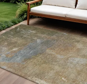 8' X 10' Copper And Rust Abstract Washable Indoor Outdoor Area Rug