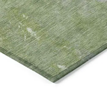 5' X 8' Green And Olive Green Abstract Washable Indoor Outdoor Area Rug