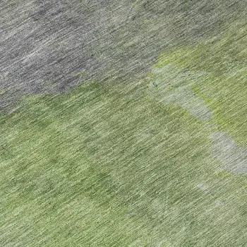 8' Green And Olive Green Round Abstract Washable Indoor Outdoor Area Rug