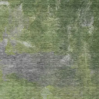9' X 12' Green And Olive Green Abstract Washable Indoor Outdoor Area Rug