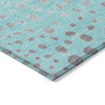5' X 8' Aqua And Teal Blue Abstract Washable Indoor Outdoor Area Rug