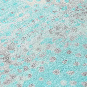 5' X 8' Aqua And Teal Blue Abstract Washable Indoor Outdoor Area Rug