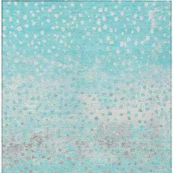8' X 10' Aqua And Teal Blue Abstract Washable Indoor Outdoor Area Rug
